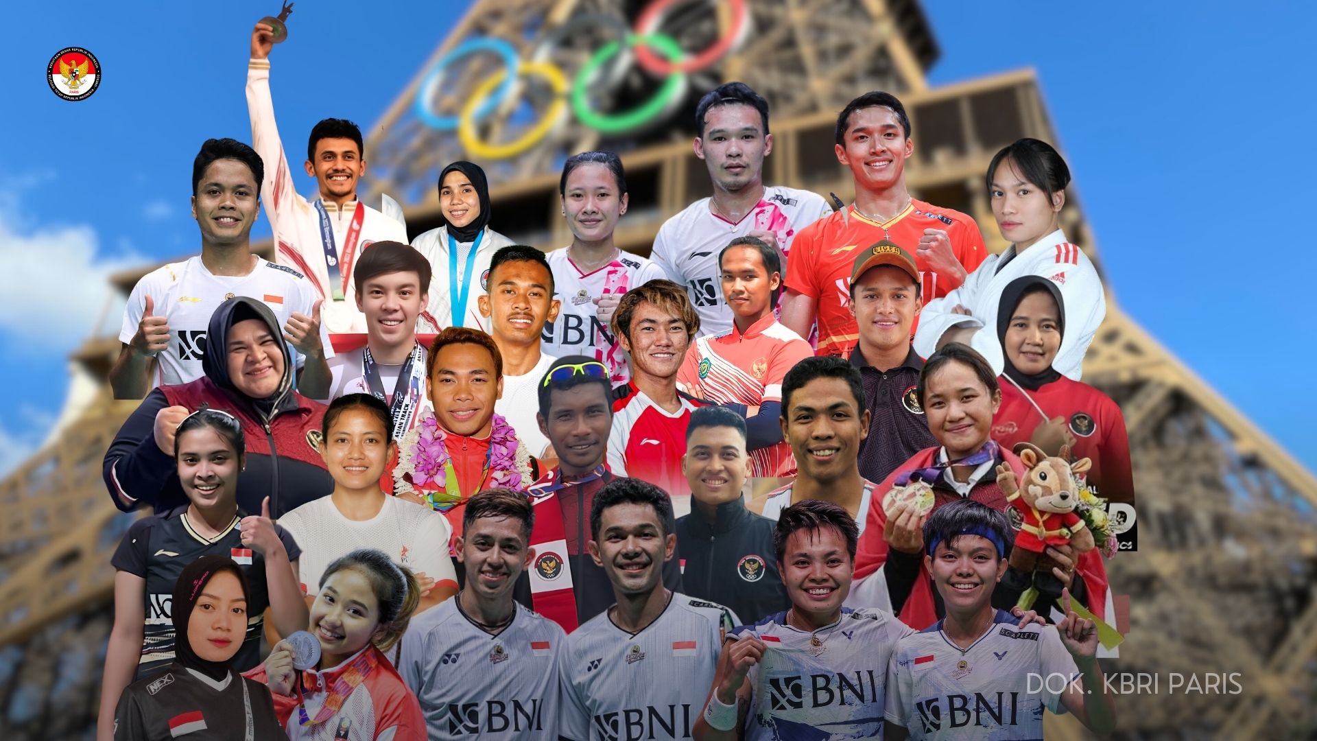 Atlet indonesia akan pakaian tradisi di pembukaan Olimpiade Paris